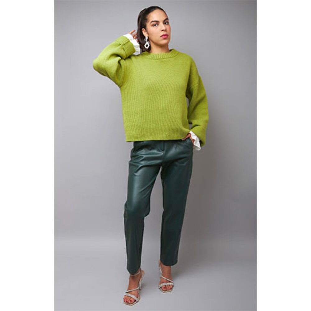 Green Crew Neck Knit Sweater - Picture 3 of 7